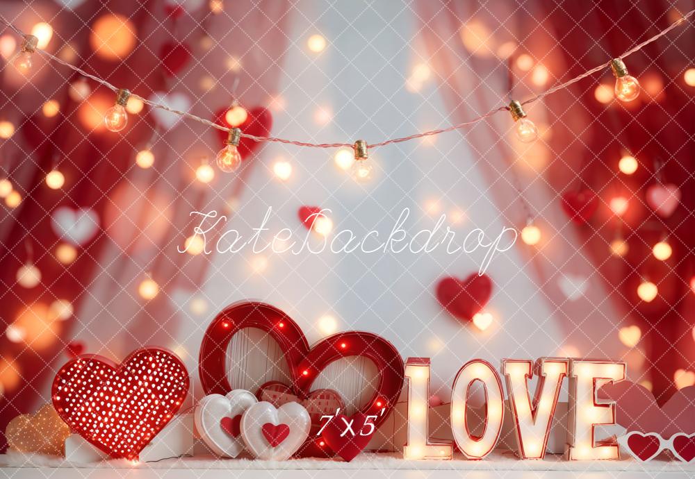 Kate Valentinstag Liebe Herzen Lichter Hintergrund Entworfen von Emetselch
