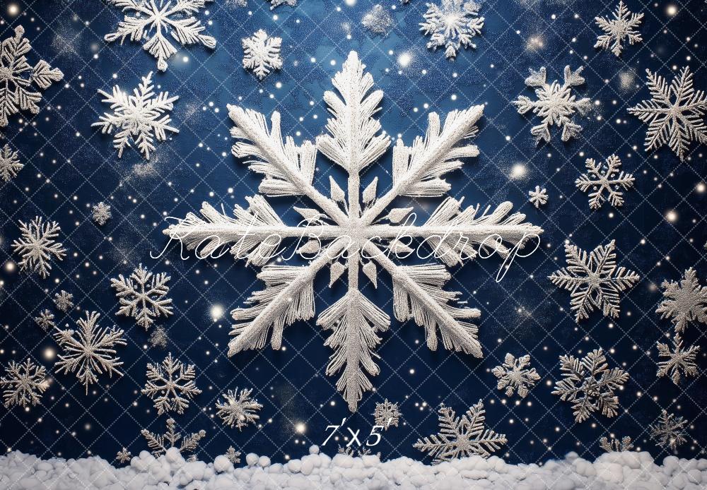 Kate Weihnachten Schneeflocken Blau Glitzer Hintergrund Entworfen von Patty Roberts - Kate Backdrop.de