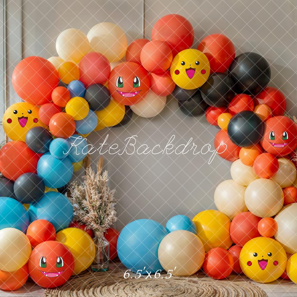 Kate Geburtstag Luftballons Cartoon Bunt Hintergrund Entworfen von Emetselch - Kate Backdrop.de