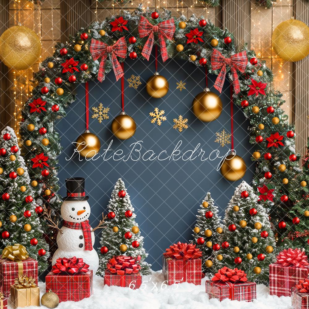 Kate Weihnachten Kranz Tannenbaum Schneemann Hintergrund Entworfen von Mini MakeBelieve - Kate Backdrop.de