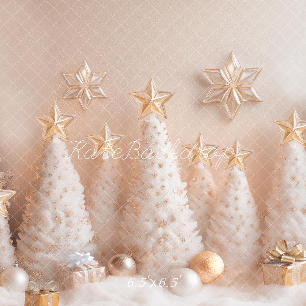 Kate Weihnachten Tannenbäume Sterne Gold Hintergrund Entworfen von Mini MakeBelieve - Kate Backdrop.de