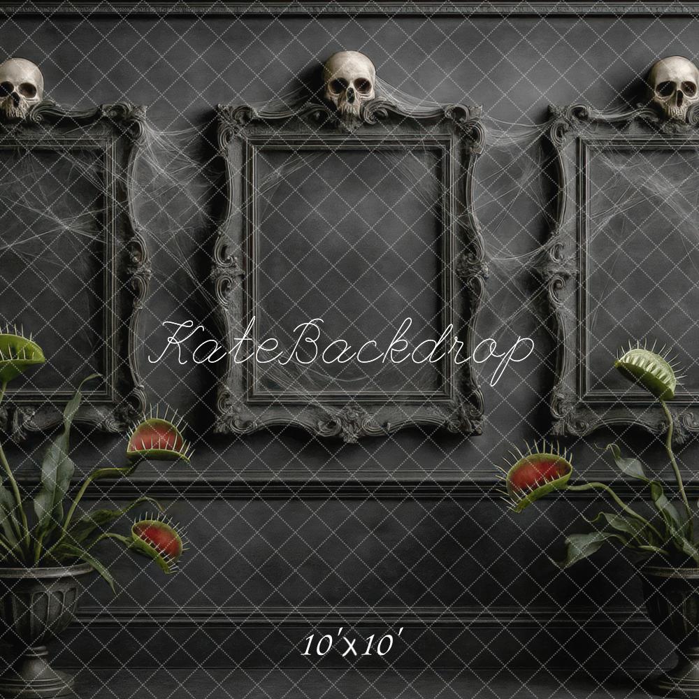 Kate Halloween Schädel Spinnweben Gothic Hintergrund Entworfen von Mini MakeBelieve - Kate Backdrop.de