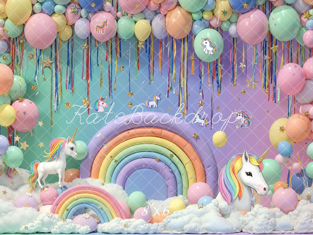 Kate Kinder Einhorn Regenbogen Pastell Fleece Hintergrund Entworfen von Emetselch