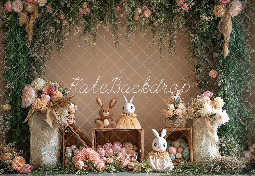Kate Ostern Hase Blumen Pastell Hintergrund Entworfen von Emetselch - Kate Backdrop.de