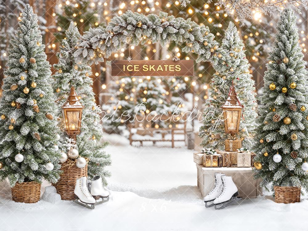 Kate Weihnachten Tannen Eisbahn Lichter Hintergrund Entworfen von Emetselch - Kate Backdrop.de