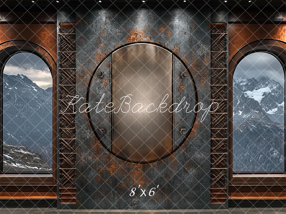 Kate Steampunk Fenster Metall Berge Hintergrund Entworfen von Mini MakeBelieve - Kate Backdrop.de