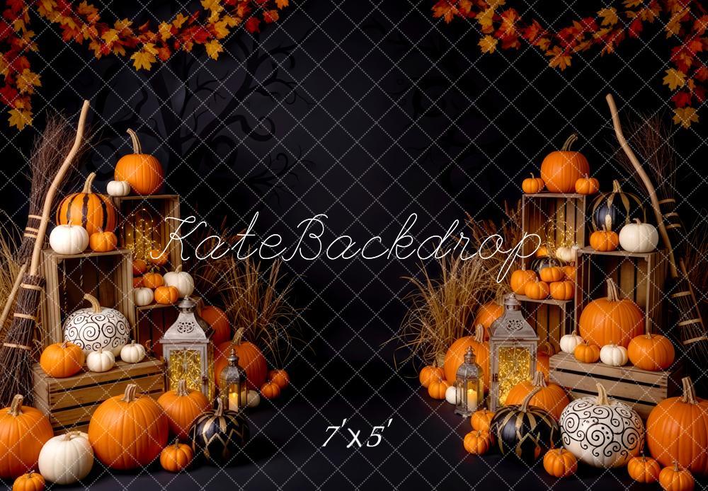 Kate Herbst Kürbis Laternen Vintage Hintergrund Entworfen von Patty Roberts - Kate Backdrop.de