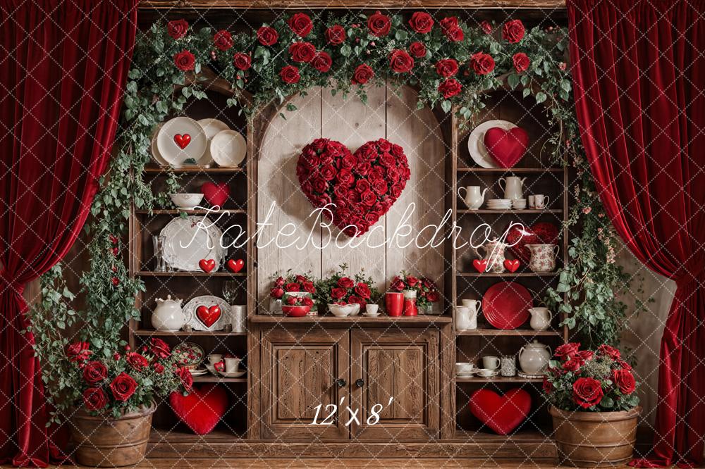 Kate Valentinstag Herz Rosen Vintage Hintergrund Entworfen von Emetselch
