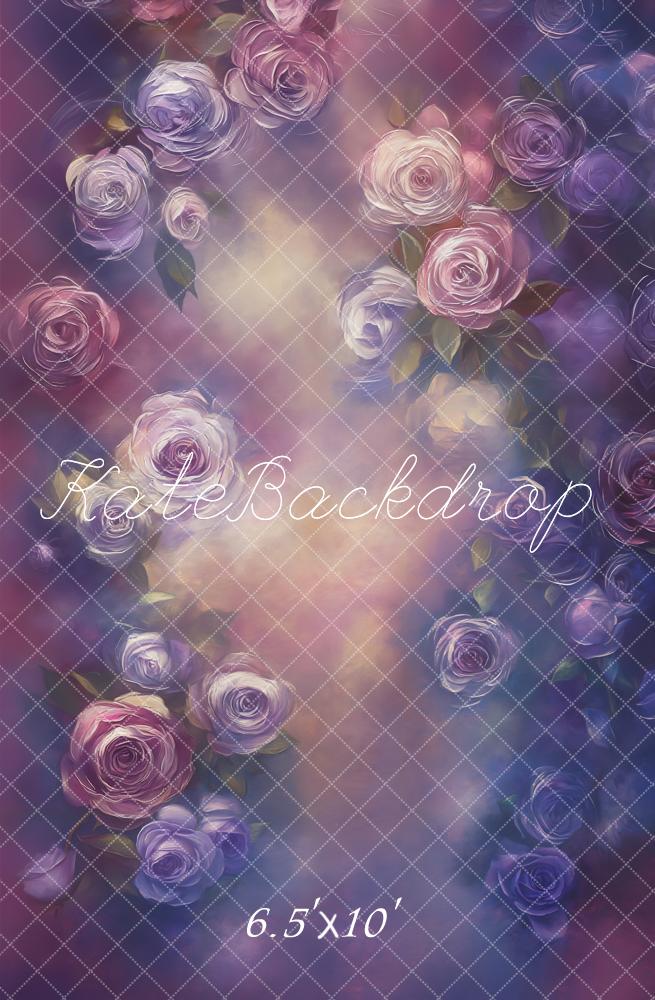Kate Blumen Rosen Lila Gemalt Fleece Hintergrund Entworfen von Emetselch - Kate Backdrop.de