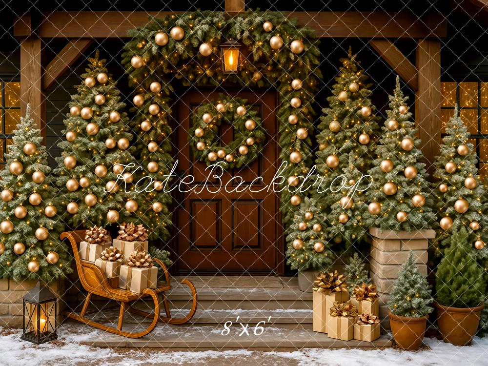 Kate Weihnachten Geschenke Tannenbaum Braun Hintergrund Entworfen von Mini MakeBelieve - Kate Backdrop.de