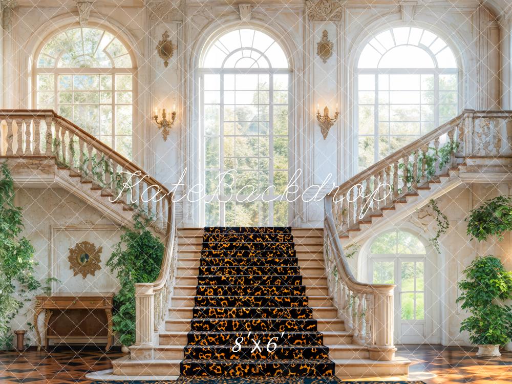 Kate Ballsaal Doppeltreppe Leopardenteppich Elegant Fleece Hintergrund Entworfen von Emetselch