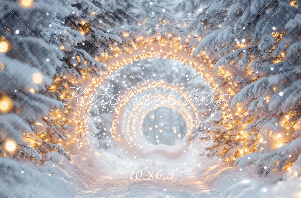 Kate Weihnachten Winterwald Lichterbogen Schnee Hintergrund Entworfen von Emetselch