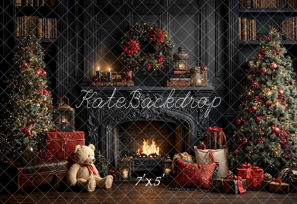 Kate Weihnachten Kamin Weihnachtsbaum Dunkel Hintergrund Entworfen von Emetselch - Kate Backdrop.de