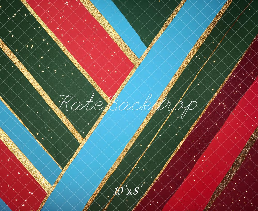 Kate Weihnachten Bunte Streifen Goldlinien Fleece Hintergrund Entworfen von Kate Image - Kate Backdrop.de