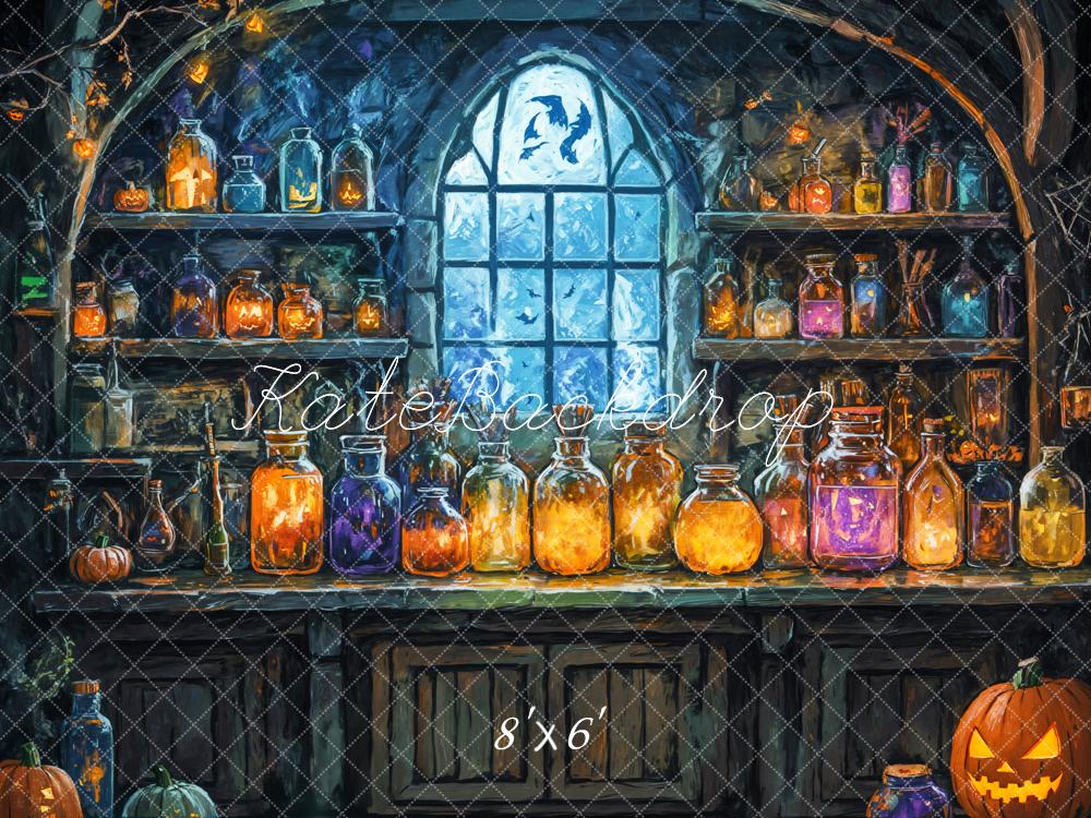 Kate Halloween Hexenküche Zaubertränke Dunkel Hintergrund Entworfen von GQ