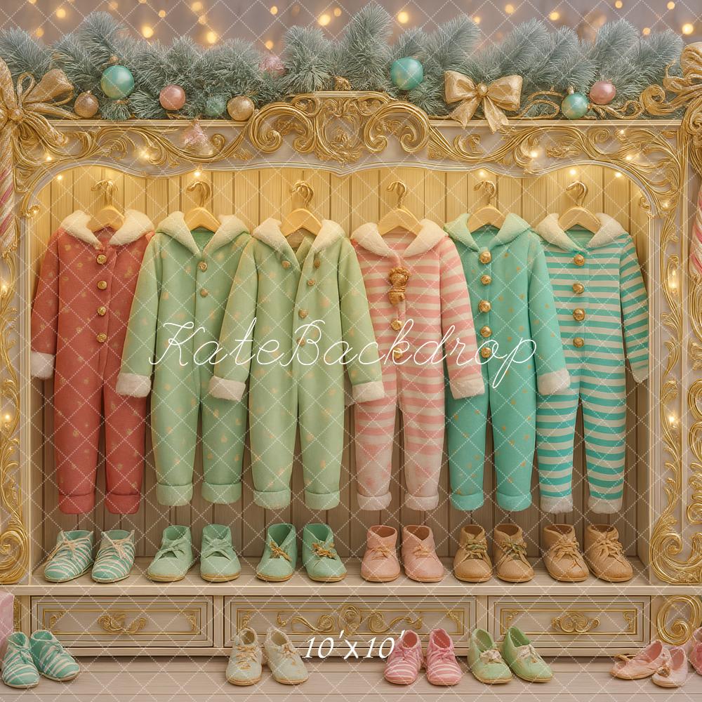 Kate Weihnachten Kinder Pyjamas Pastell Hintergrund Entworfen von Ashley Paul - Kate Backdrop.de