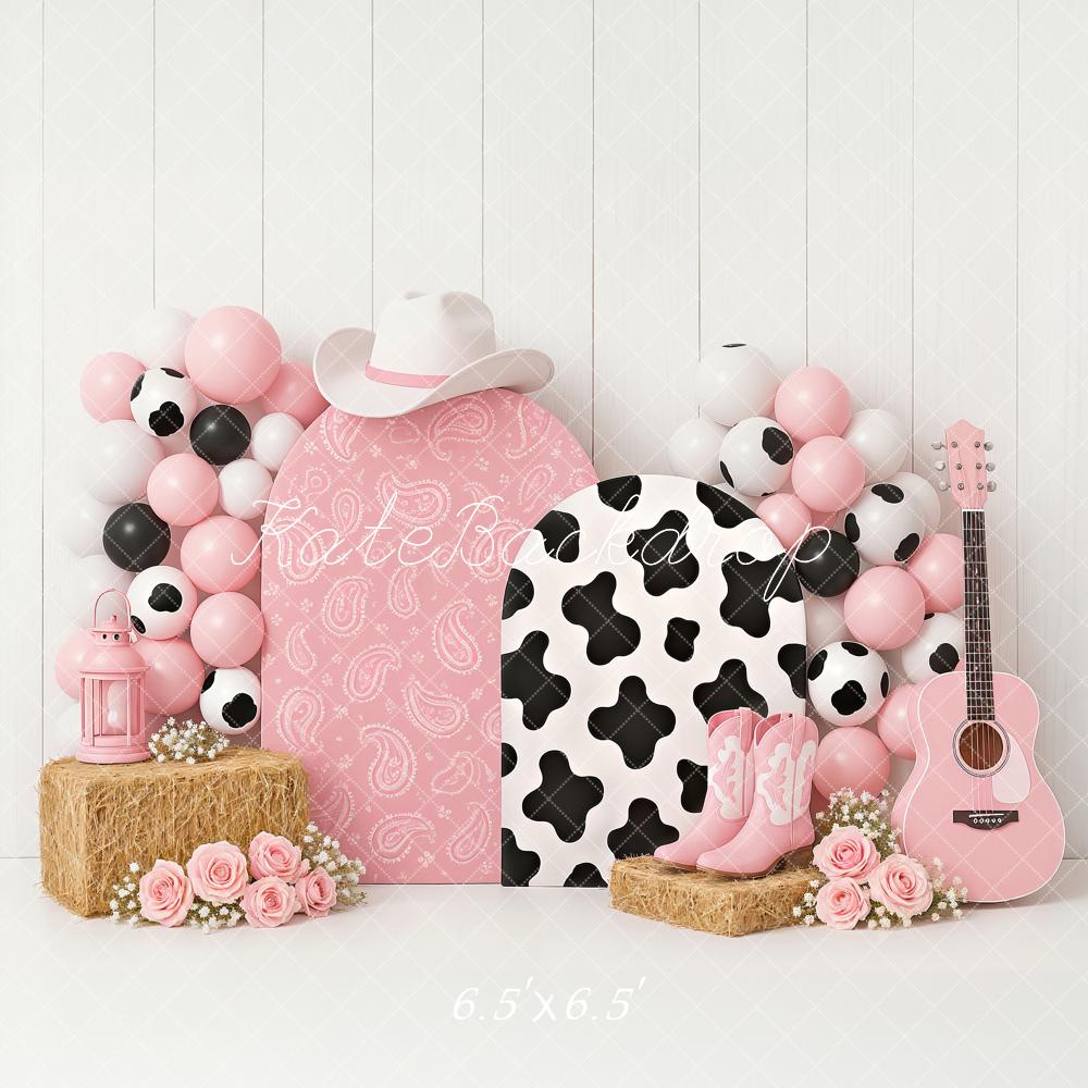 Kate Cowgirl Western Rosa Ballons Hintergrund Entworfen von Ashley Paul - Kate Backdrop.de