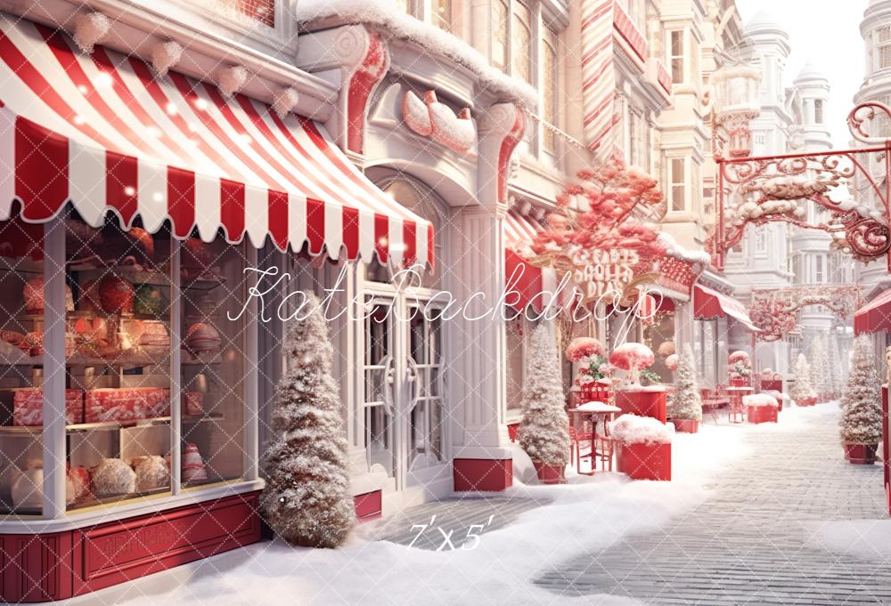 Kate Weihnachten Schnee Stadt Rot Weiß Hintergrund Entworfen von Emetselch - Kate Backdrop.de