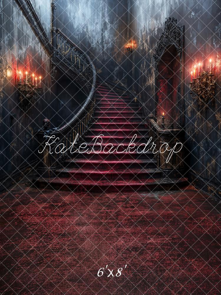 Kate Halloween Treppe Kerzen Dunkel Fleece Hintergrund Entworfen von Emetselch - Kate Backdrop.de