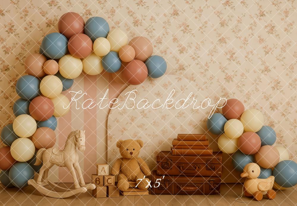 Kate Kinder Ballonbogen Spielzeug Vintage Hintergrund Entworfen von Patty Roberts - Kate Backdrop.de