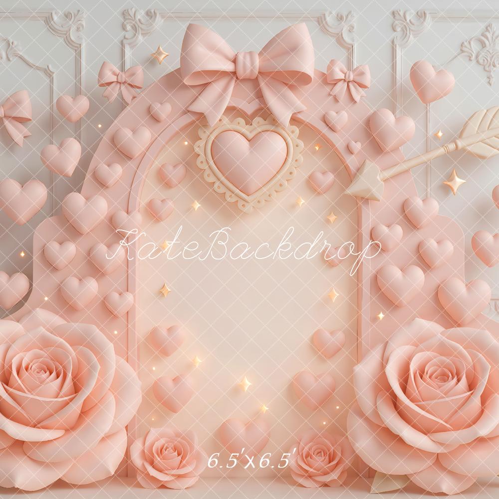 Kate Valentinstag Herzen Schleifen Rosen Pastell Hintergrund Entworfen von Mini MakeBelieve