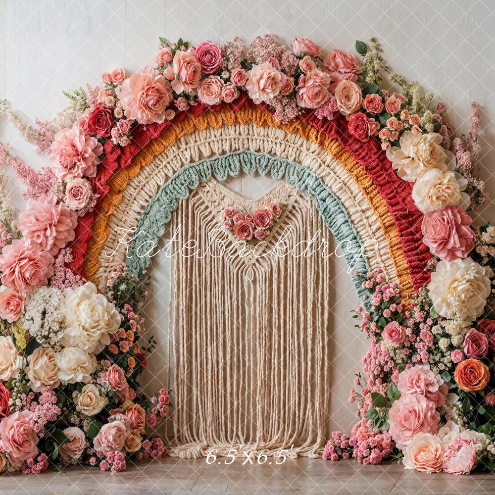 Kate Boho Regenbogen Blumen Makramee Hintergrund Entworfen von Emetselch