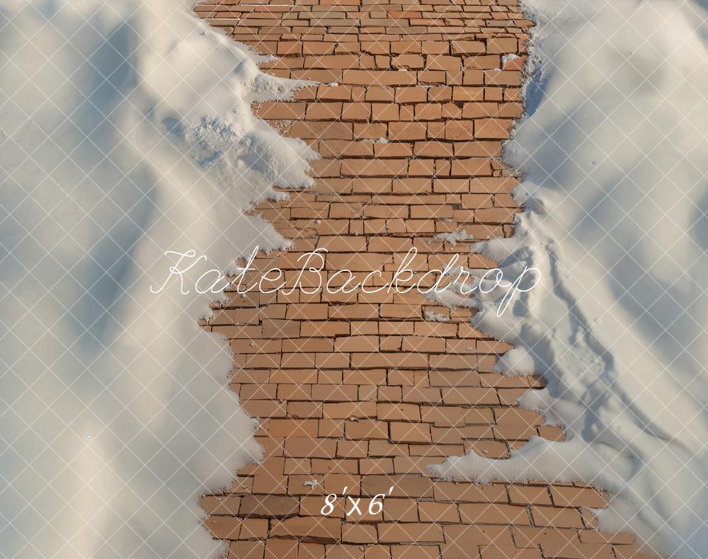 Kate Winter Steinweg Schnee Braun Fleece Hintergrund Entworfen von Kate Image