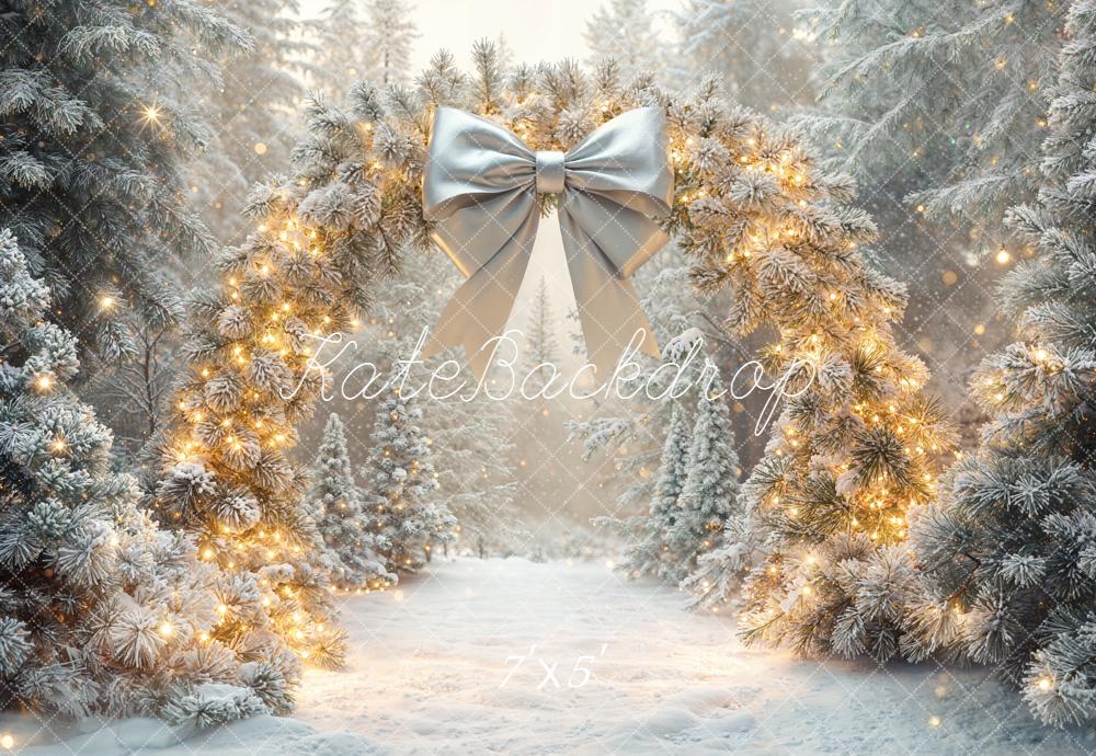 Kate Weihnachten Winterwald Bogen Lichter Hintergrund Entworfen von Emetselch - Kate Backdrop.de