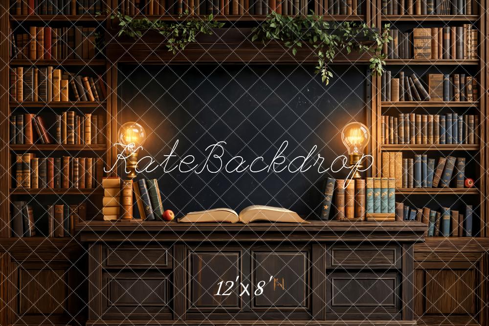 Kate Bibliothek Bücherregal Offenes Buch Vintage Fleece Hintergrund Entworfen von Emetselch - Kate Backdrop.de
