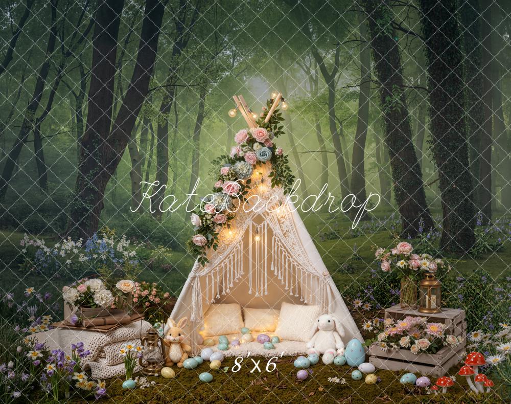 Kate Ostern Wald Zelt Blumen Fleece Hintergrund Entworfen von Emetselch