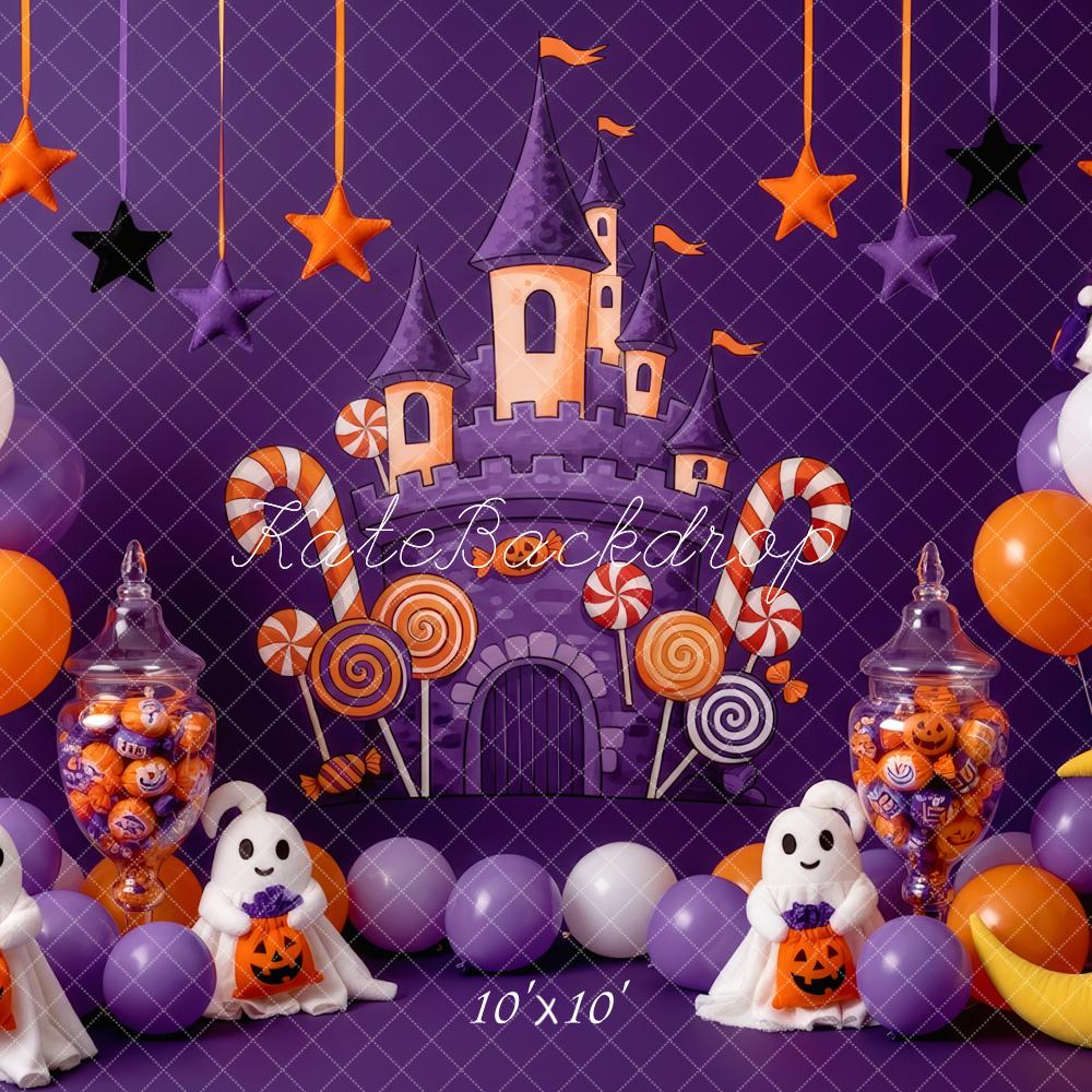 Kate Halloween Schloss Geister Lila Hintergrund Entworfen von Patty Roberts - Kate Backdrop.de