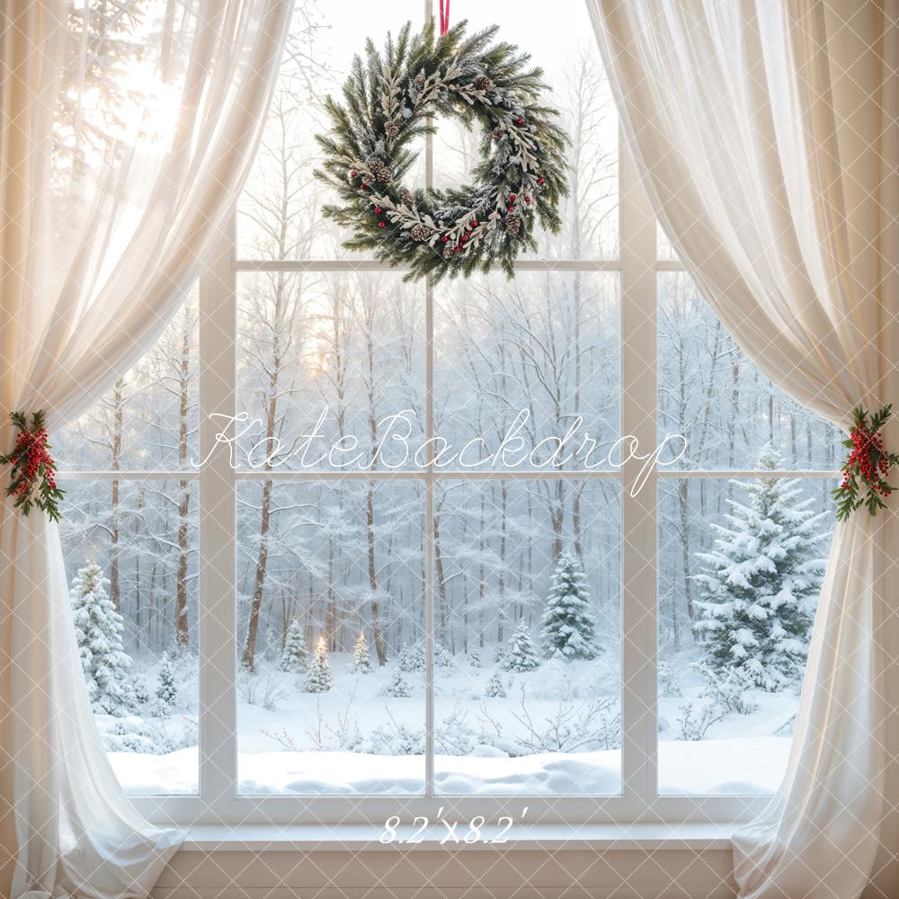 Kate Weihnachten Fenster Schnee Weiß Hintergrund Entworfen von Emetselch