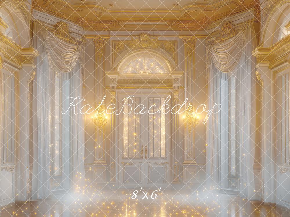 Kate Ballsaal Fenster Gold Elegant Hintergrund Entworfen von Mini MakeBelieve - Kate Backdrop.de