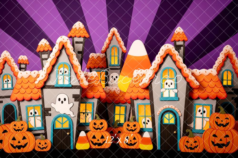 Kate Halloween Spukhaus Geister Kürbisse Hintergrund Entworfen von Patty Roberts