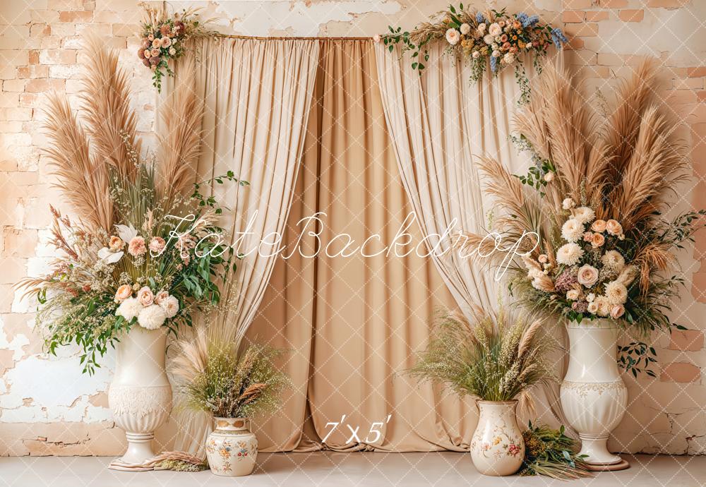 Kate Boho Hochzeit Pampasgras Blumen Creme Hintergrund Entworfen von Emetselch