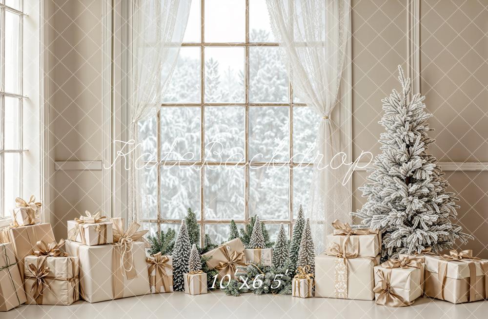 Kate Weihnachten Geschenke Fenster Winterwald Fleece Hintergrund Entworfen von Emetselch - Kate Backdrop.de