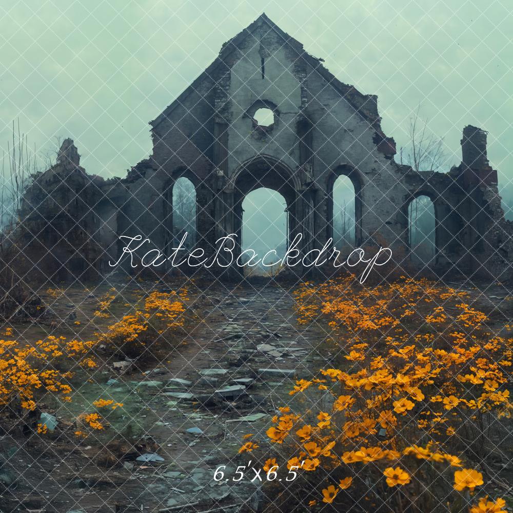 Kate Ruine Blumenweg Mystisch Hintergrund Entworfen von Emetselch - Kate Backdrop.de
