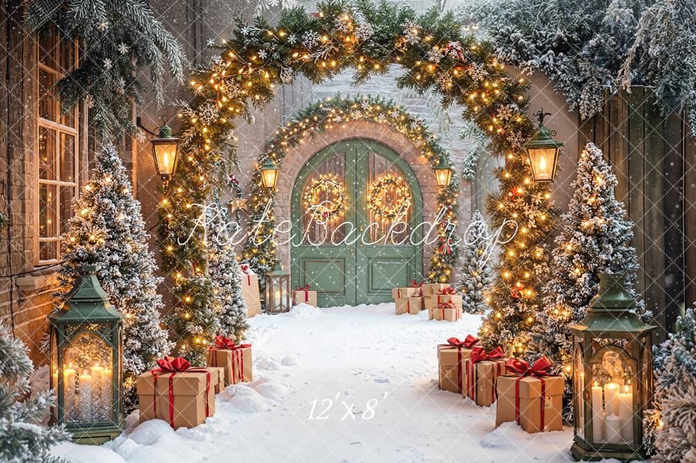 Kate Weihnachten Geschenkboxen Winterlich Lichter Fleece Hintergrund Entworfen von Emetselch - Kate Backdrop.de