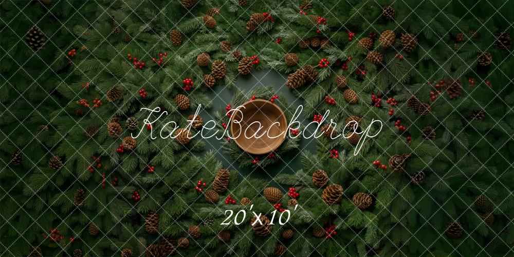 Kate Weihnachten Tannenzweige Kiefernzapfen Kranz Hintergrund Entworfen von Chain - Kate Backdrop.de