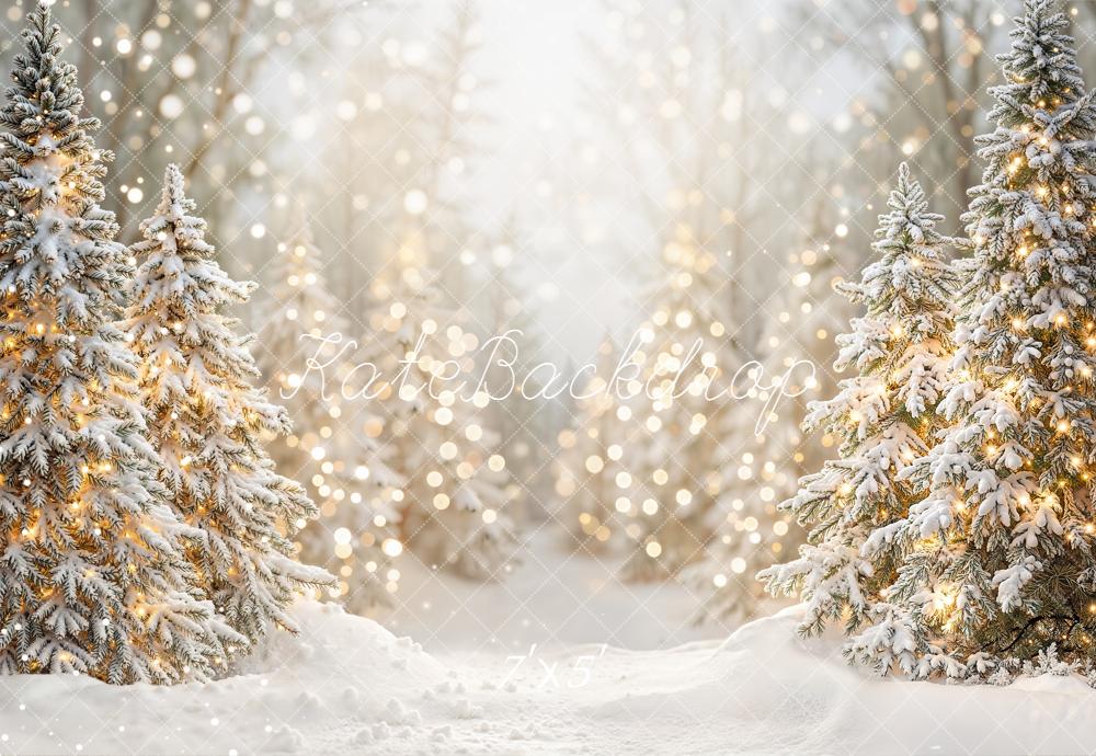Kate Weihnachten Schnee Tannen Lichter Hintergrund Entworfen von Emetselch - Kate Backdrop.de