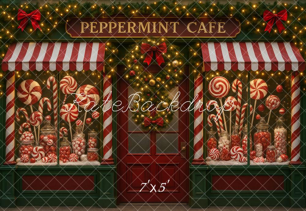 Kate Weihnachten Zuckerstangen Café Rot Weiß Hintergrund Entworfen von Ashley Paul