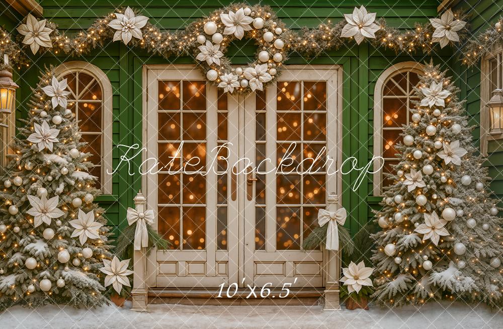 Kate Weihnachten Haus Tannenbaum Grün Hintergrund Entworfen von Ashley Paul