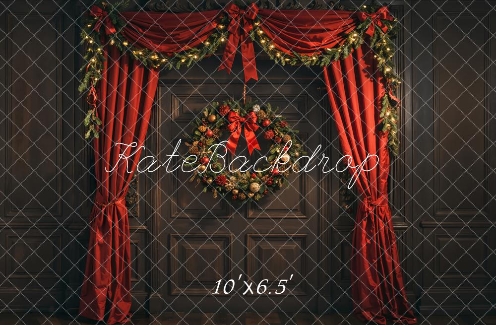 Kate Weihnachten Tür Rote Vorhänge Klassisch Hintergrund Entworfen von Emetselch - Kate Backdrop.de
