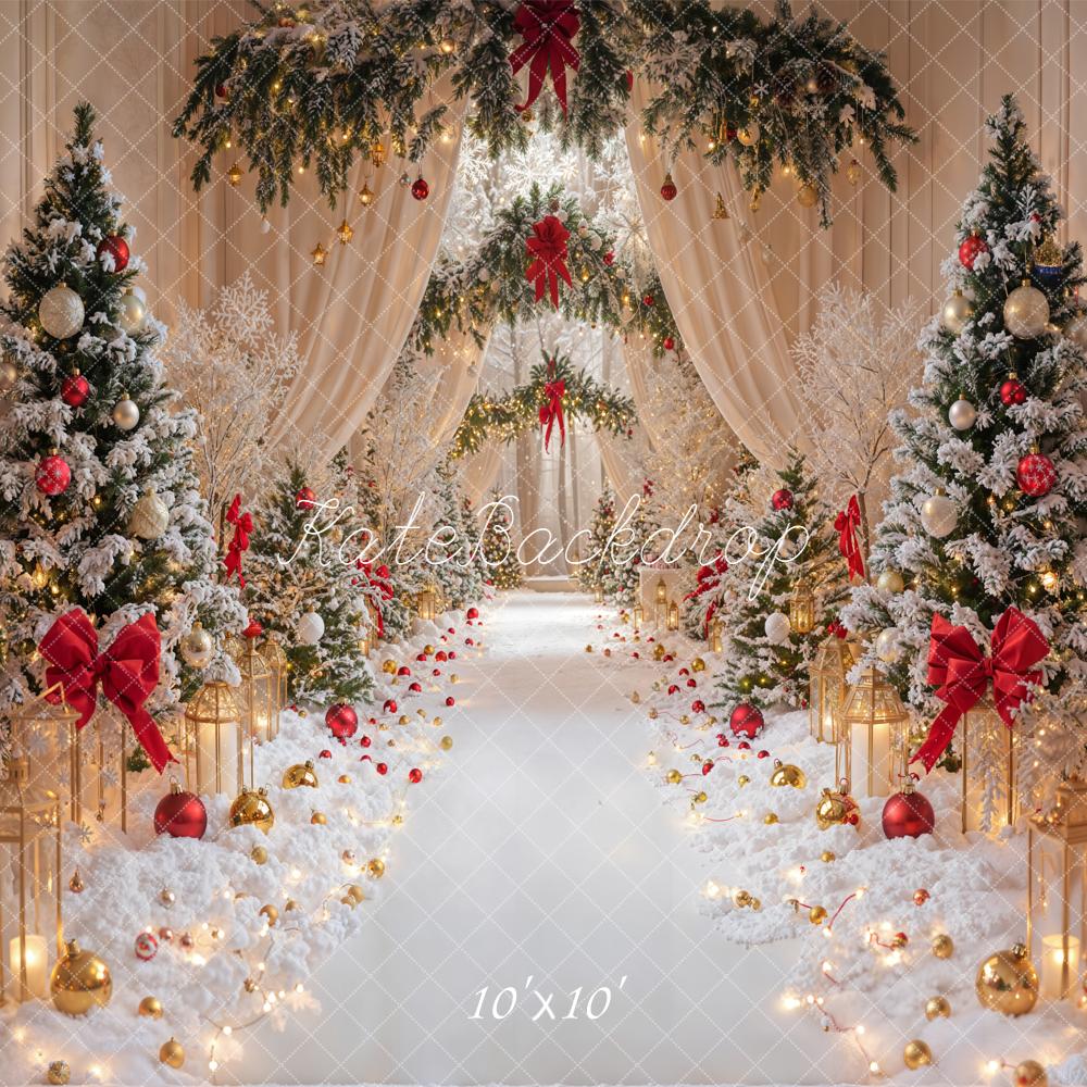 Kate Weihnachten Schnee Tannenbäume Elegant Hintergrund Entworfen von Emetselch - Kate Backdrop.de