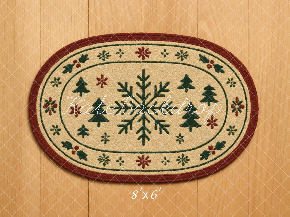 Kate Weihnachten Teppich Schneeflocke Tannenbäume Hintergrund Entworfen von Mini MakeBelieve
