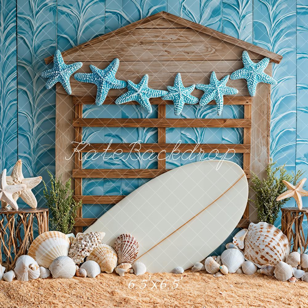Kate Sommer Seesterne Muscheln Blau Hintergrund Entworfen von Emetselch