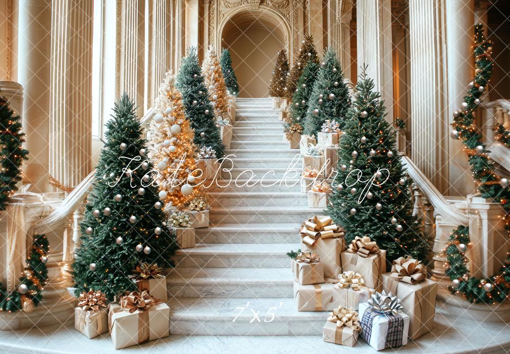 Kate Weihnachten Treppe Geschenke Tannenbaum Hintergrund Entworfen von Mini MakeBelieve - Kate Backdrop.de