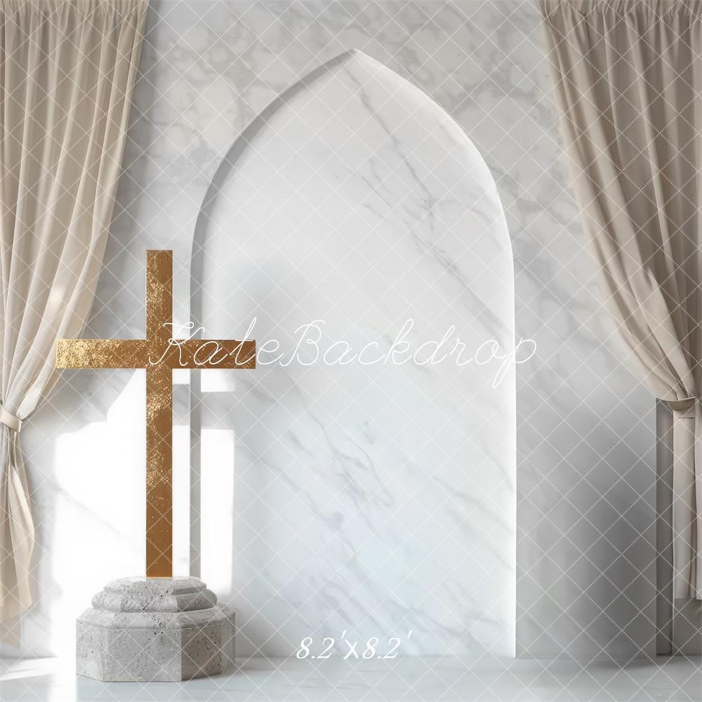 Kate Kirche Kreuz Fenster Marmor Hintergrund Entworfen von Mini MakeBelieve