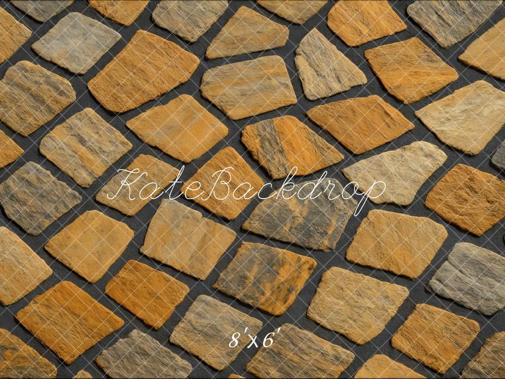 Kate Stein Quadrat Muster Braun Hintergrund Entworfen von Mini MakeBelieve - Kate Backdrop.de