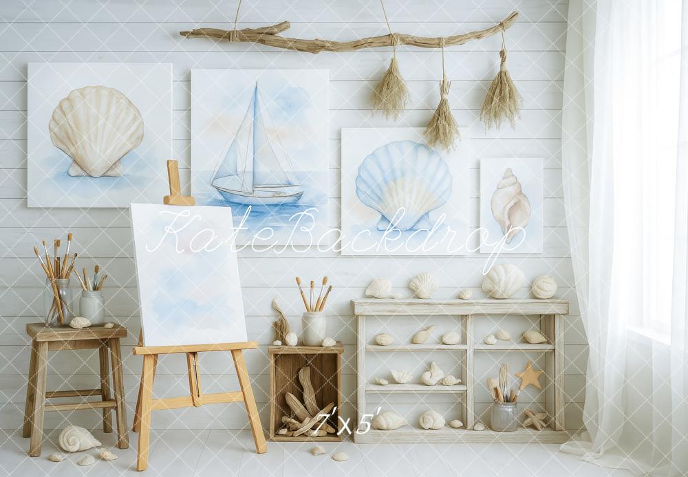 Kate Meer Malatelier Muscheln Pastell Hintergrund Entworfen von Patty Roberts - Kate Backdrop.de